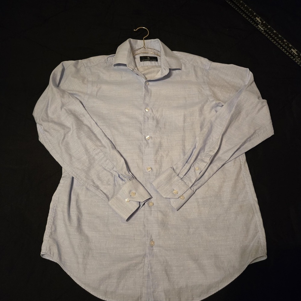 Hart Schaffner Marx Dress‎ Shirt Mens Small Blue Polka Dot Button-Up Long Sleeve